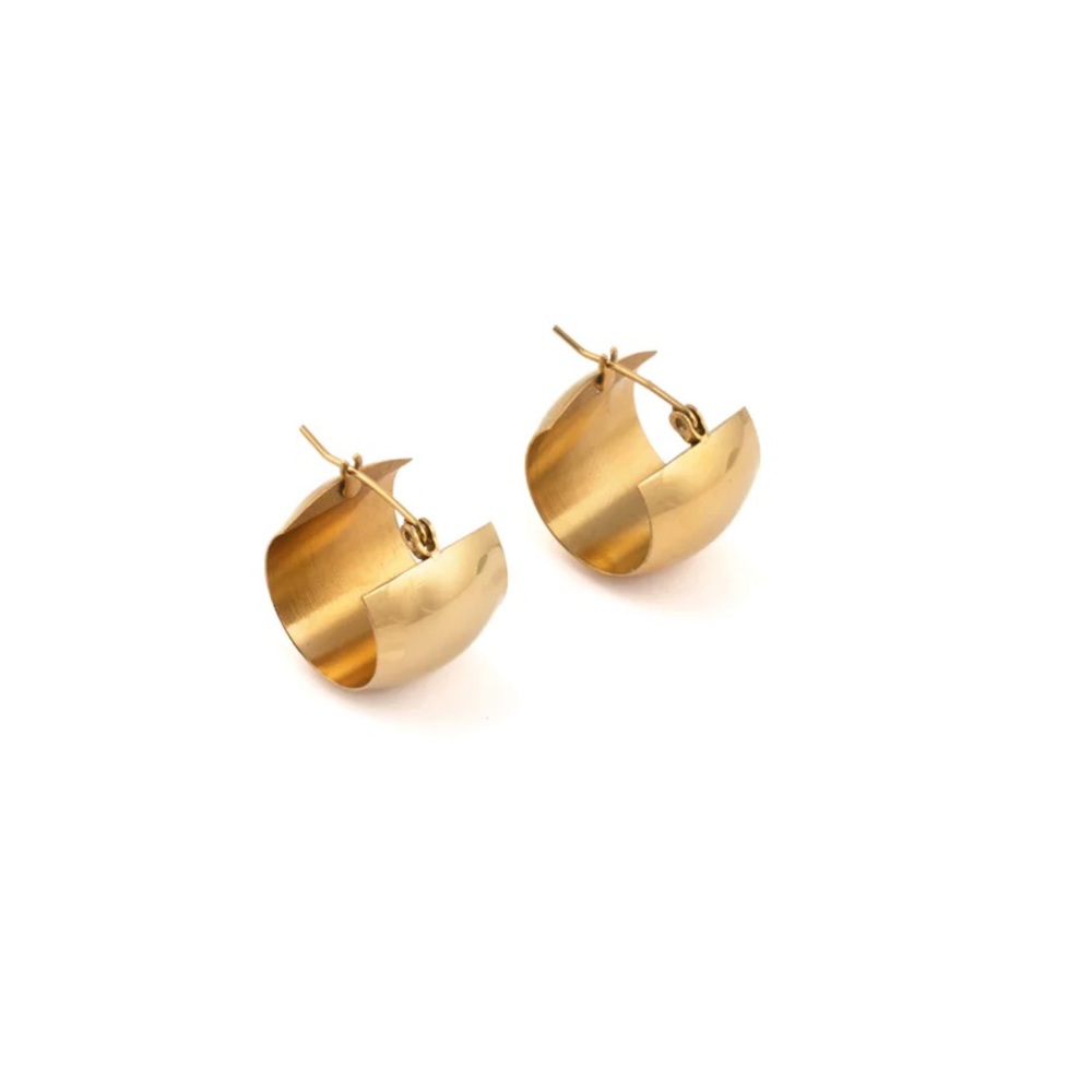Waterproof chunky gold plated hoop earrings - Picture 2 of 3